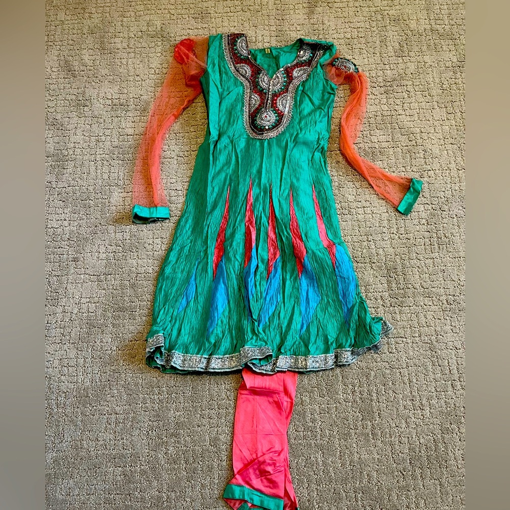 Pink and Green Indian Salwar Outfit